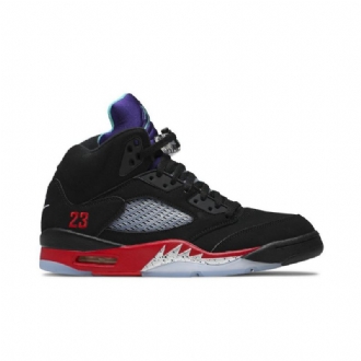 Air Jordan 5 Retro Svart Rød Lilla Sølv Grønn Herresko