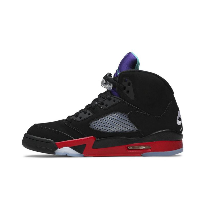 Air Jordan 5 Retro Svart Rød Lilla Sølv Grønn Herresko