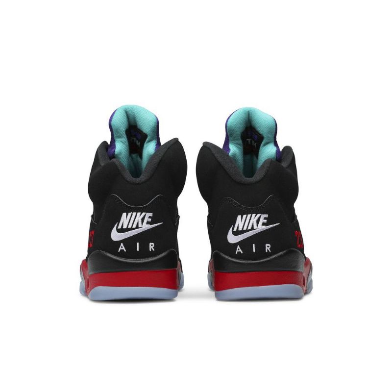 Air Jordan 5 Retro Svart Rød Lilla Sølv Grønn Herresko