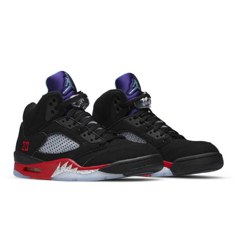 Air Jordan 5 Retro Svart Rød Lilla Sølv Grønn Herresko