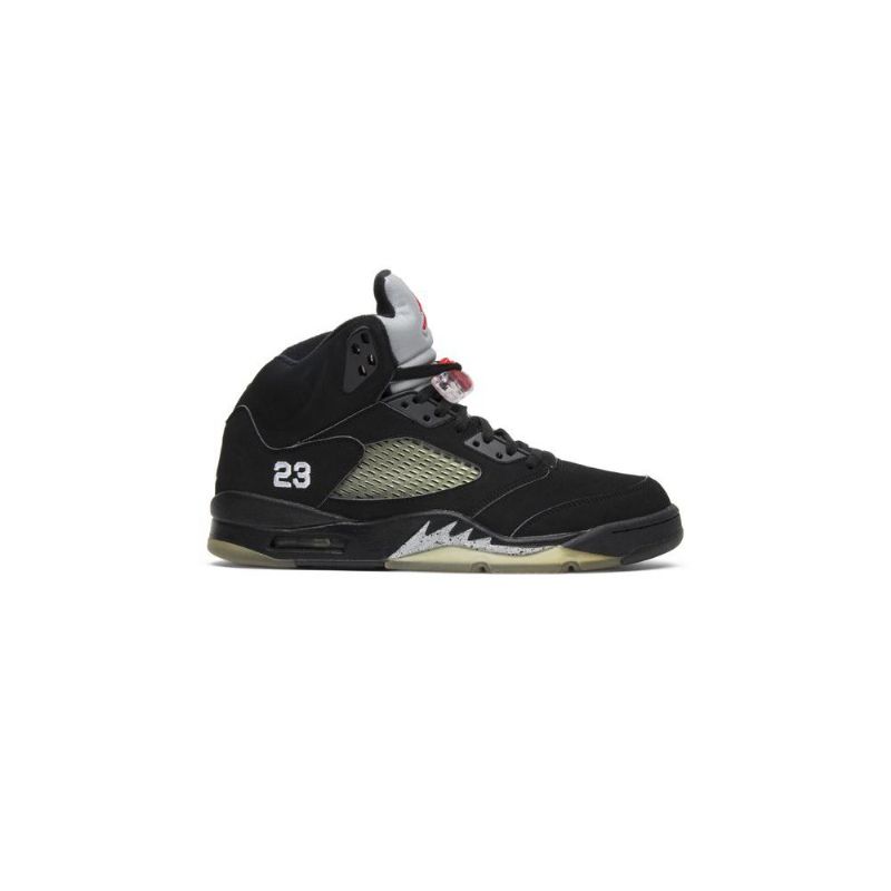 Air Jordan 5 Retro Svart Sølv Grønn Rød Herresko