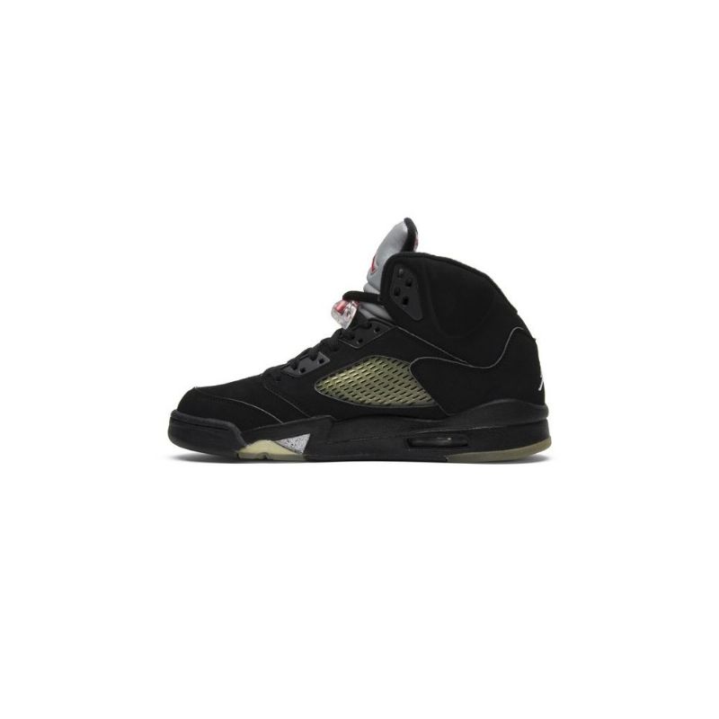 Air Jordan 5 Retro Svart Sølv Grønn Rød Herresko
