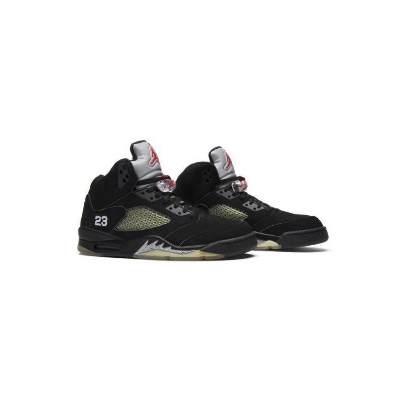 Air Jordan 5 Retro Svart Sølv Grønn Rød Herresko