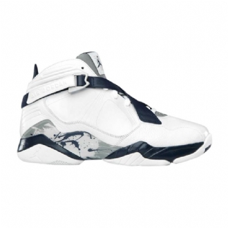 Air Jordan 8 Hvit Marineblå Grå Herresko