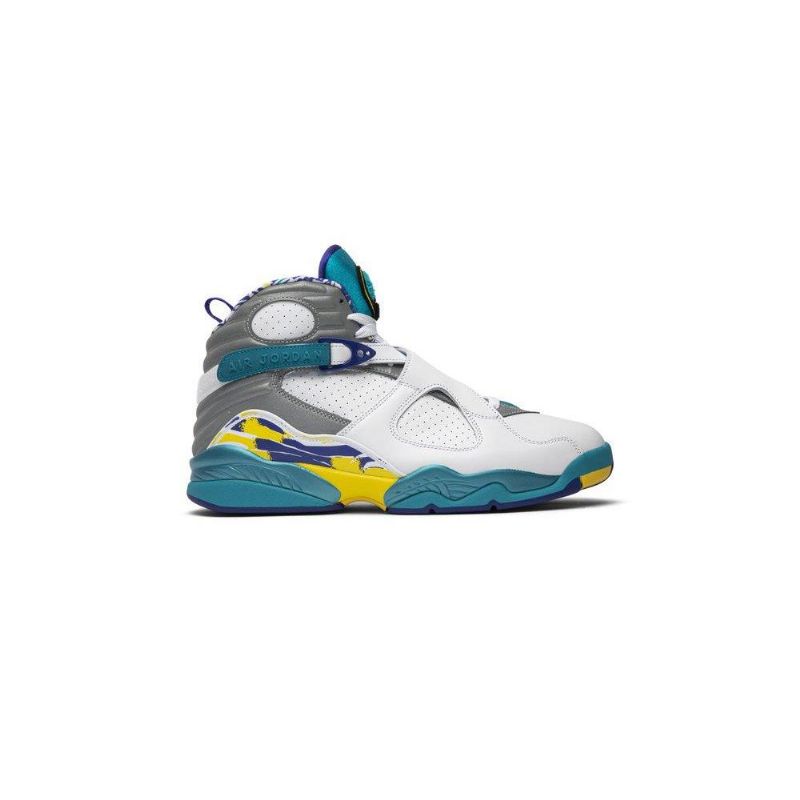 Air Jordan 8 Retro Hvit Blå Grå Gul Damesko