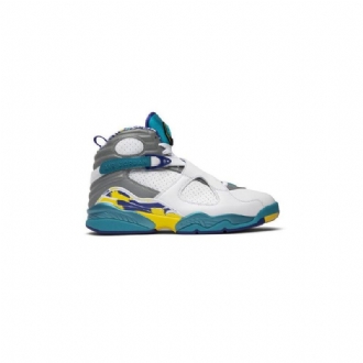 Air Jordan 8 Retro Hvit Blå Grå Gul Damesko