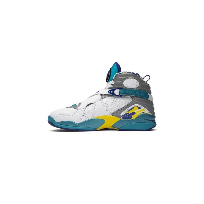 Air Jordan 8 Retro Hvit Blå Grå Gul Damesko