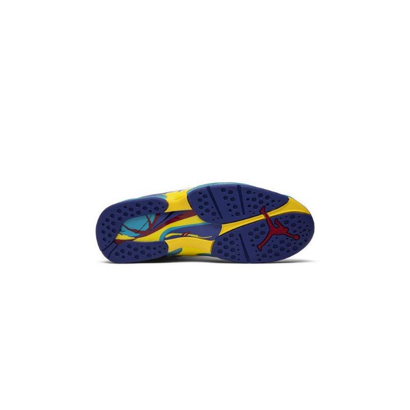 Air Jordan 8 Retro Hvit Blå Grå Gul Damesko