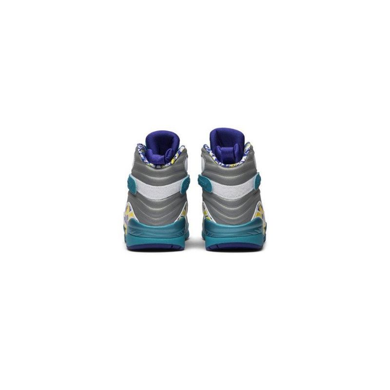 Air Jordan 8 Retro Hvit Blå Grå Gul Damesko