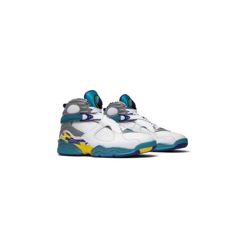 Air Jordan 8 Retro Hvit Blå Grå Gul Damesko