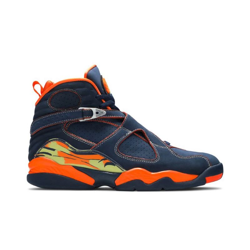 Air Jordan 8 Retro Ls Mørke Blå Oransje Grønne Herresko