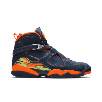 Air Jordan 8 Retro Ls Mørke Blå Oransje Grønne Herresko