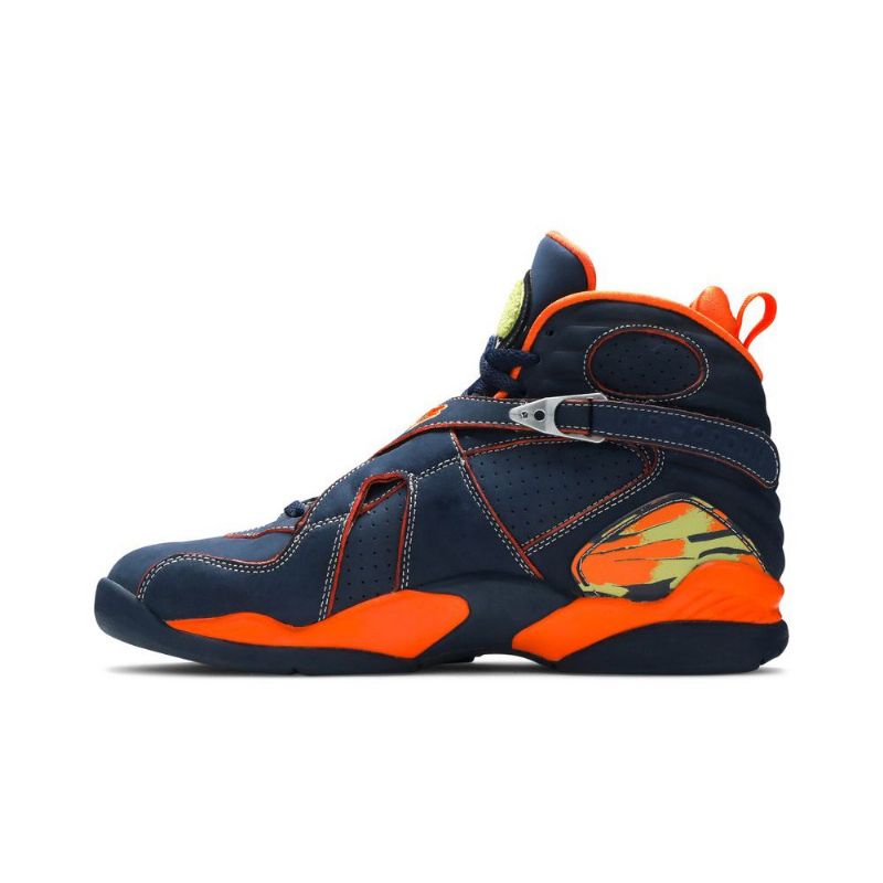 Air Jordan 8 Retro Ls Mørke Blå Oransje Grønne Herresko