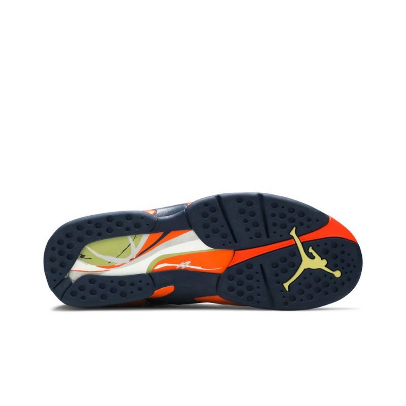 Air Jordan 8 Retro Ls Mørke Blå Oransje Grønne Herresko