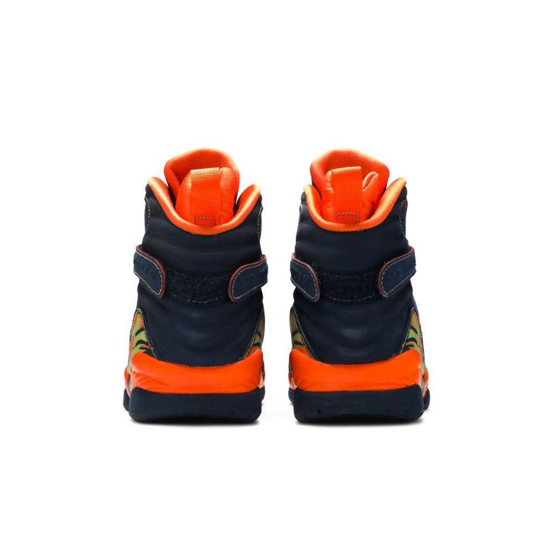 Air Jordan 8 Retro Ls Mørke Blå Oransje Grønne Herresko