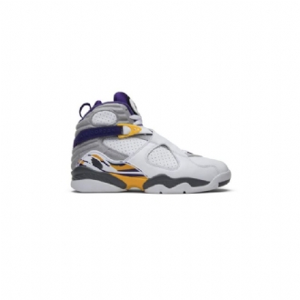 Air Jordan 8 Retro Pe Hvit Grå Lilla Gul Herresko
