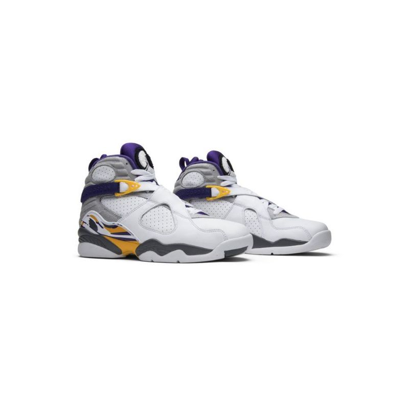 Air Jordan 8 Retro Pe Hvit Grå Lilla Gul Herresko