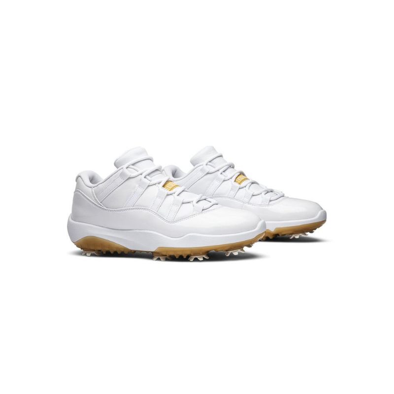 Air Jordan 11 Low Golf Hvitt Gull Herresko