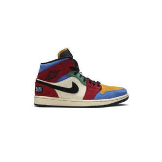 Air Jordan 1 Blå The Great Mid Beige Flerfarget Herresko