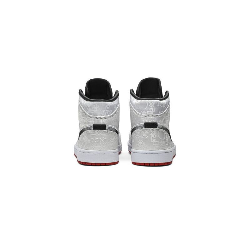 Air Jordan 1 Clot Mid Hvit Svart Rød Herresko