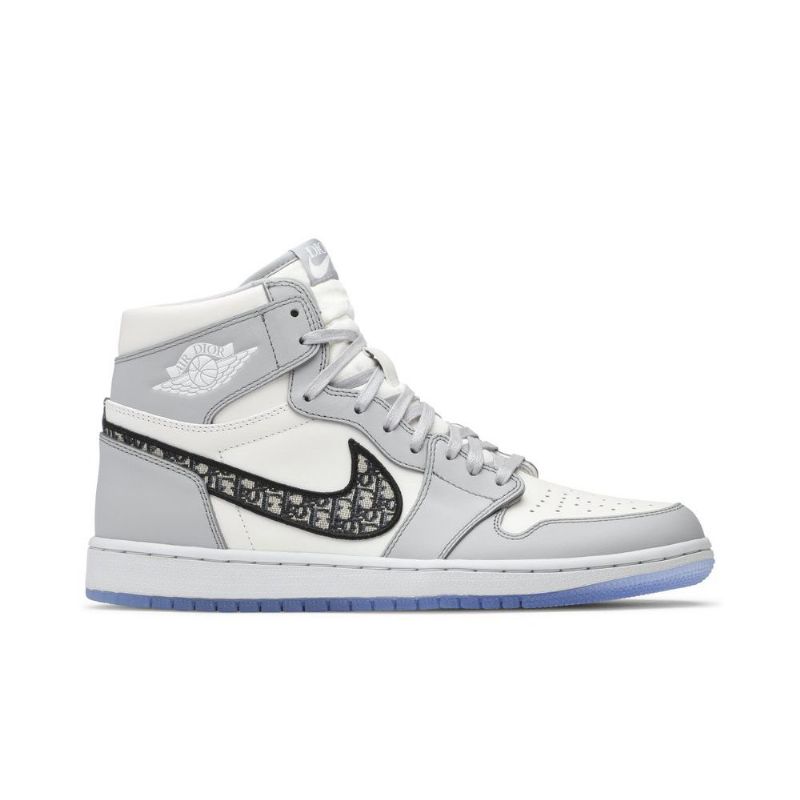Air Jordan 1 Dior Høy Grå Hvit Svart Herresko