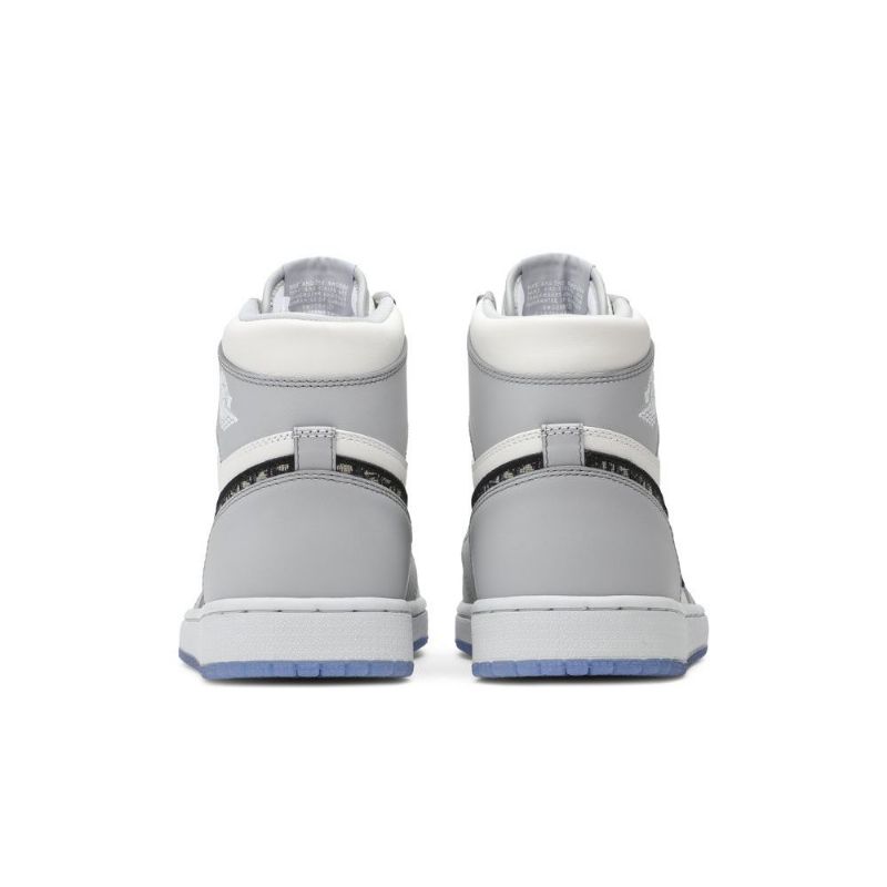 Air Jordan 1 Dior Høy Grå Hvit Svart Herresko