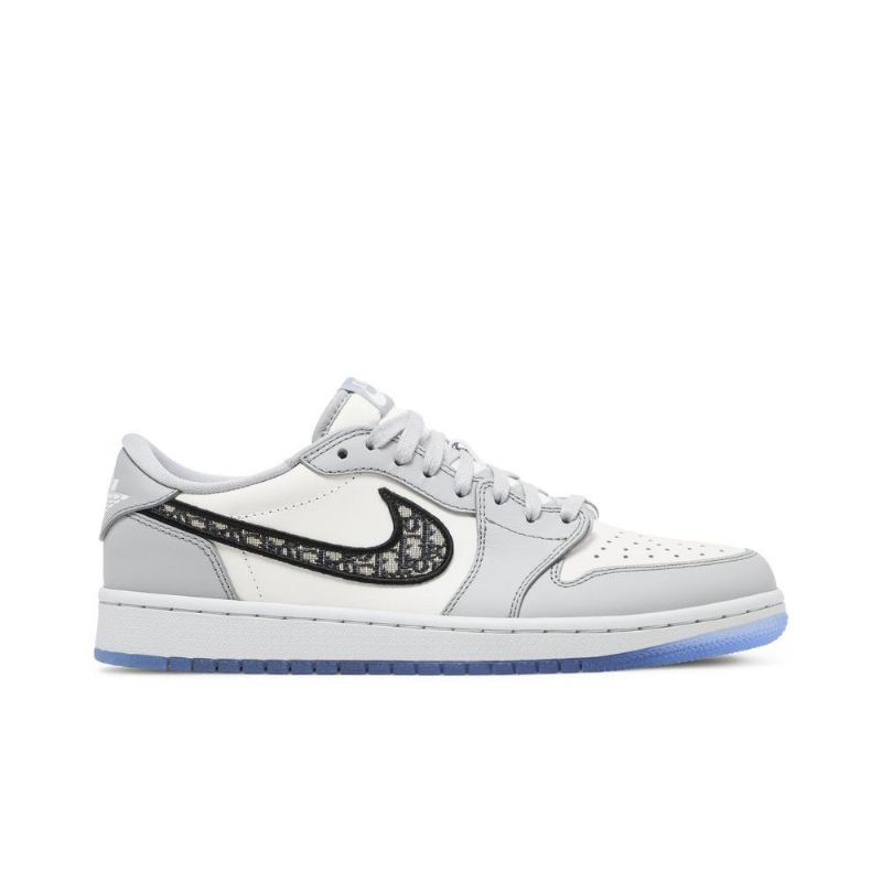 Air Jordan 1 Dior Lav Grå Hvit Svart Herresko