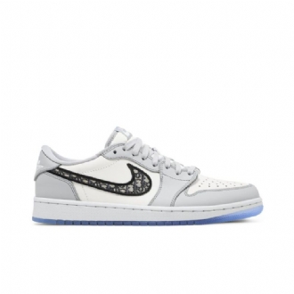 Air Jordan 1 Dior Lav Grå Hvit Svart Herresko