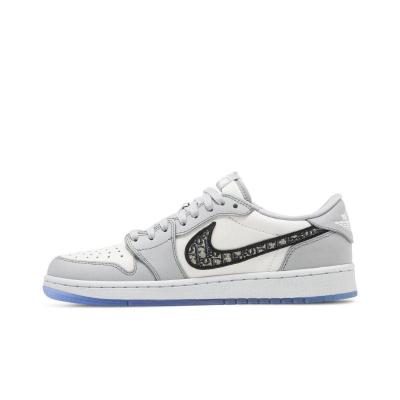 Air Jordan 1 Dior Lav Grå Hvit Svart Herresko