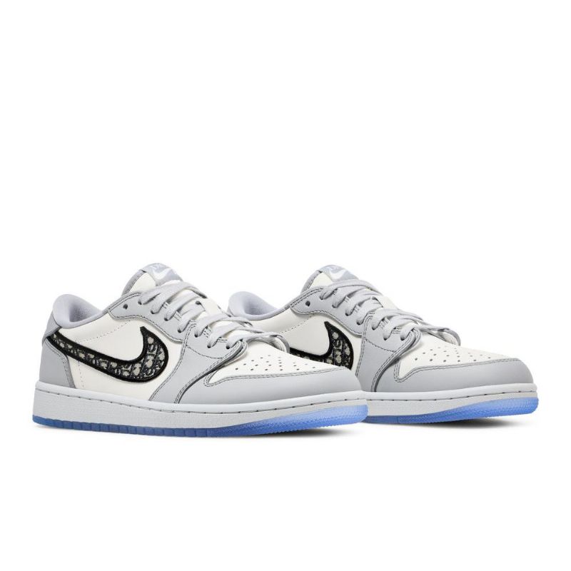Air Jordan 1 Dior Lav Grå Hvit Svart Herresko