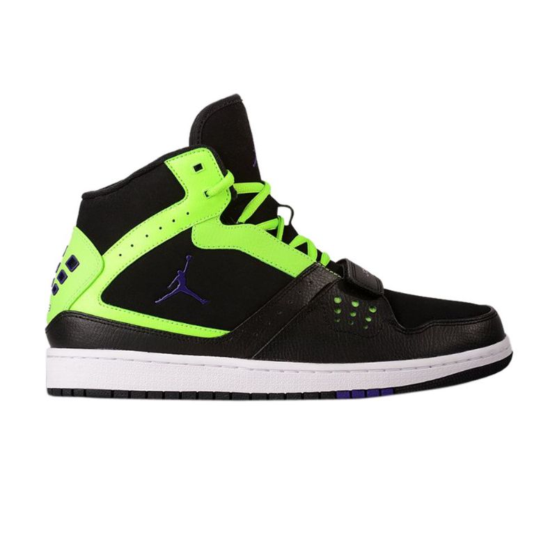 Air Jordan 1 Flight Strap Svart Grønn Lilla Herresko