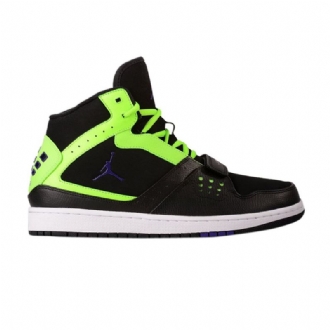 Air Jordan 1 Flight Strap Svart Grønn Lilla Herresko