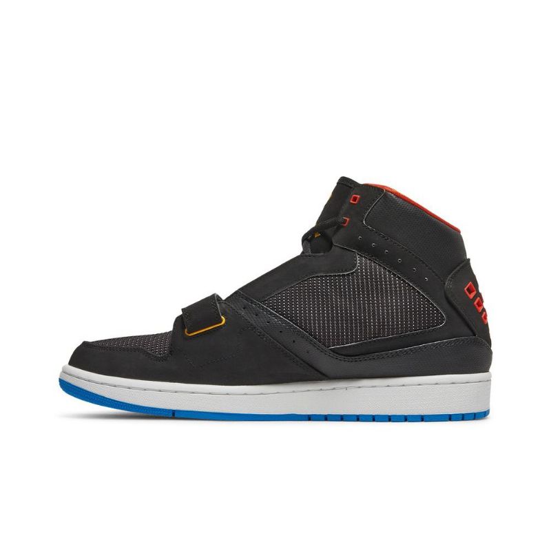 Air Jordan 1 Flight Strap Svart Gull Oransje Blå Herresko