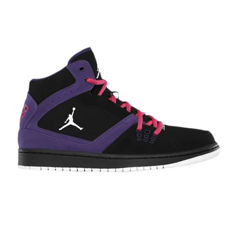 Air Jordan 1 Flight Svart Lilla Rosa Hvit Herresko