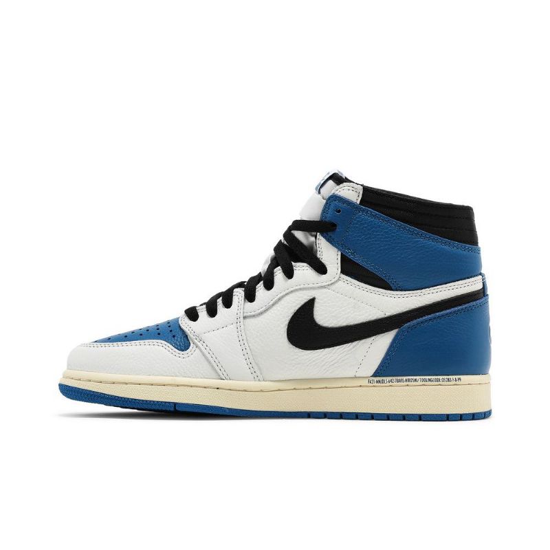 Air Jordan 1 Fragment Design Travis Scott Retro Høy Hvit Svart Blå Herresko