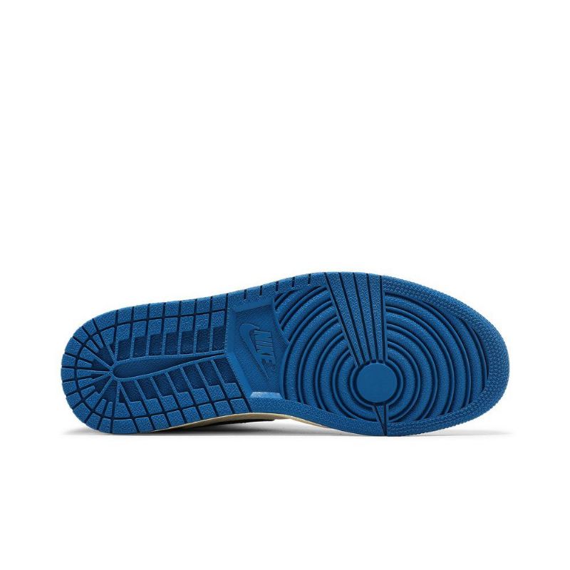 Air Jordan 1 Fragment Design Travis Scott Retro Høy Hvit Svart Blå Herresko