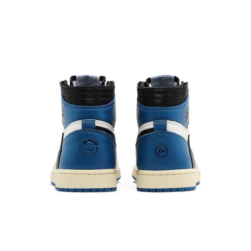 Air Jordan 1 Fragment Design Travis Scott Retro Høy Hvit Svart Blå Herresko