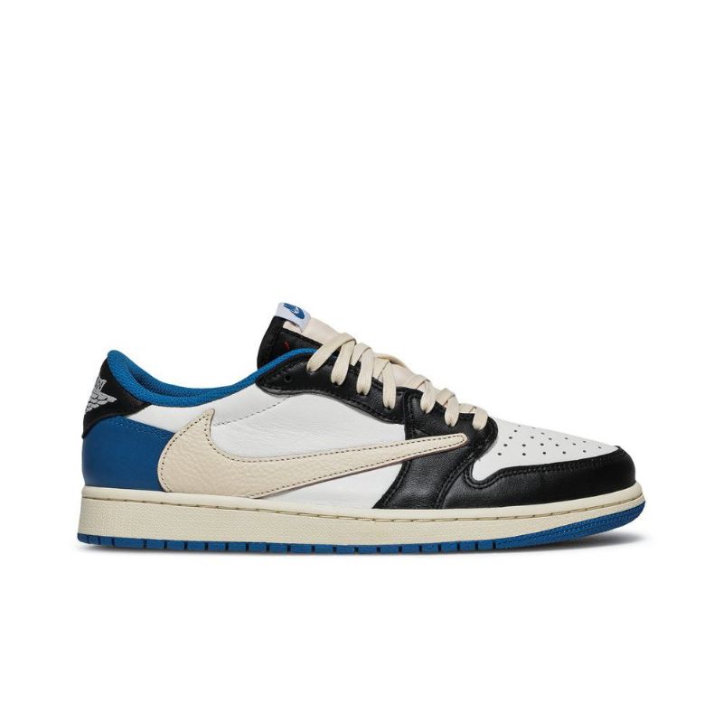 Air Jordan 1 Fragment Design Travis Scott Retro Lav Blå Hvit Svart Beige Herresko
