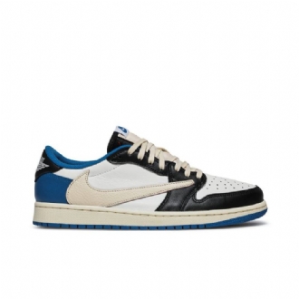 Air Jordan 1 Fragment Design Travis Scott Retro Lav Blå Hvit Svart Beige Herresko