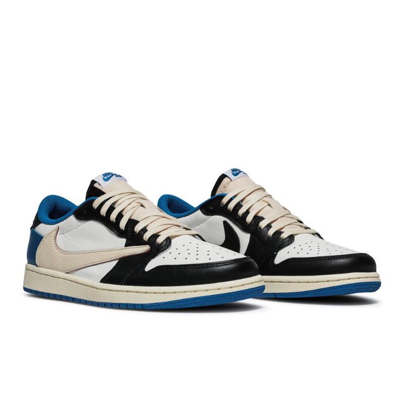 Air Jordan 1 Fragment Design Travis Scott Retro Lav Blå Hvit Svart Beige Herresko
