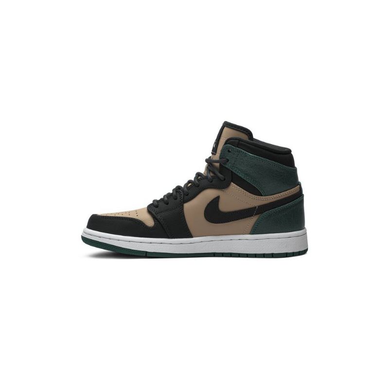 Air Jordan 1 High Premium Beige Svart Grønne Damesko