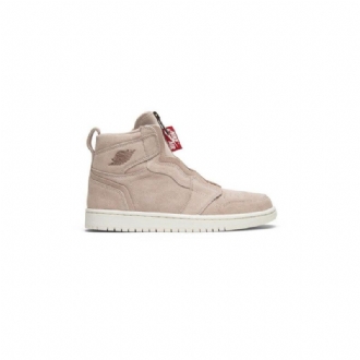Air Jordan 1 High Zip Beige Rød Hvit Damesko