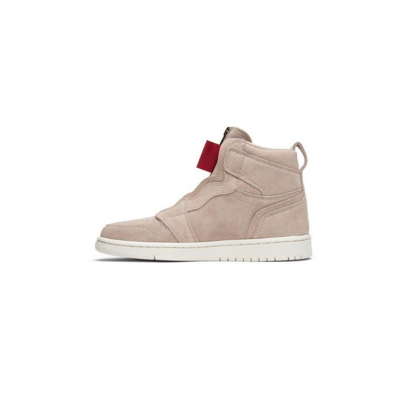 Air Jordan 1 High Zip Beige Rød Hvit Damesko