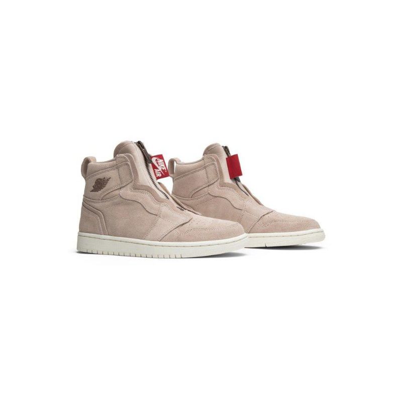 Air Jordan 1 High Zip Beige Rød Hvit Damesko