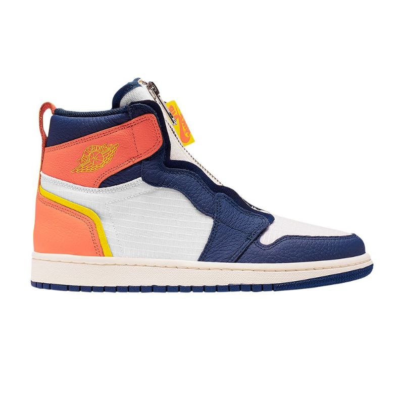 Air Jordan 1 High Zip Hvit Blå Oransje Gul Damesko