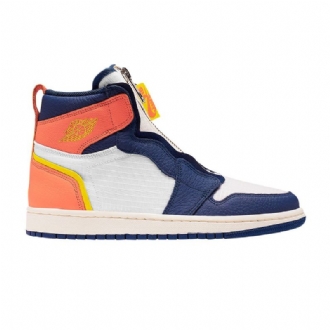 Air Jordan 1 High Zip Hvit Blå Oransje Gul Damesko