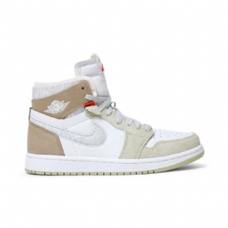 Air Jordan 1 High Zoom Comfort Hvit Olive Grønn Khaki Damesko