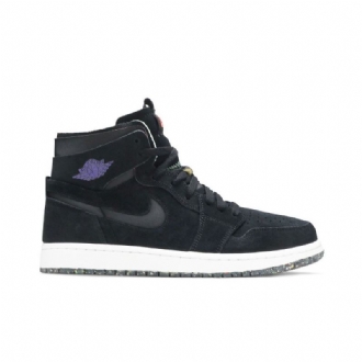 Air Jordan 1 High Zoom Comfort Svart Lilla Herresko