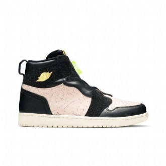 Air Jordan 1 Høy Glidelås Svart Rosa Gull Damesko