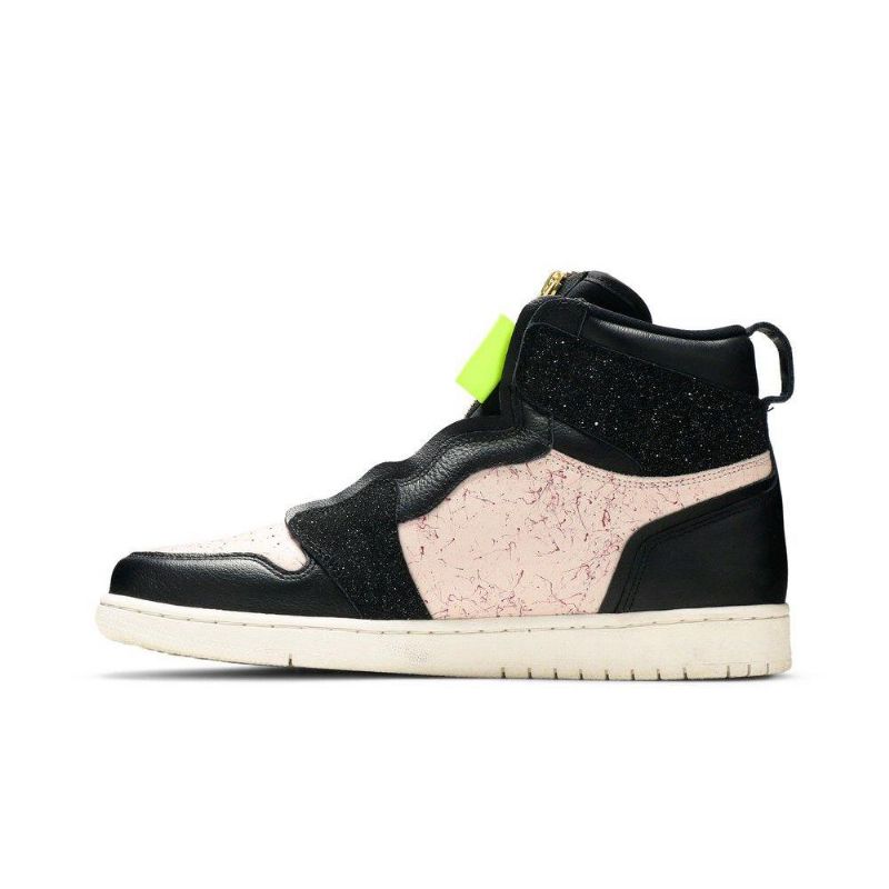 Air Jordan 1 Høy Glidelås Svart Rosa Gull Damesko